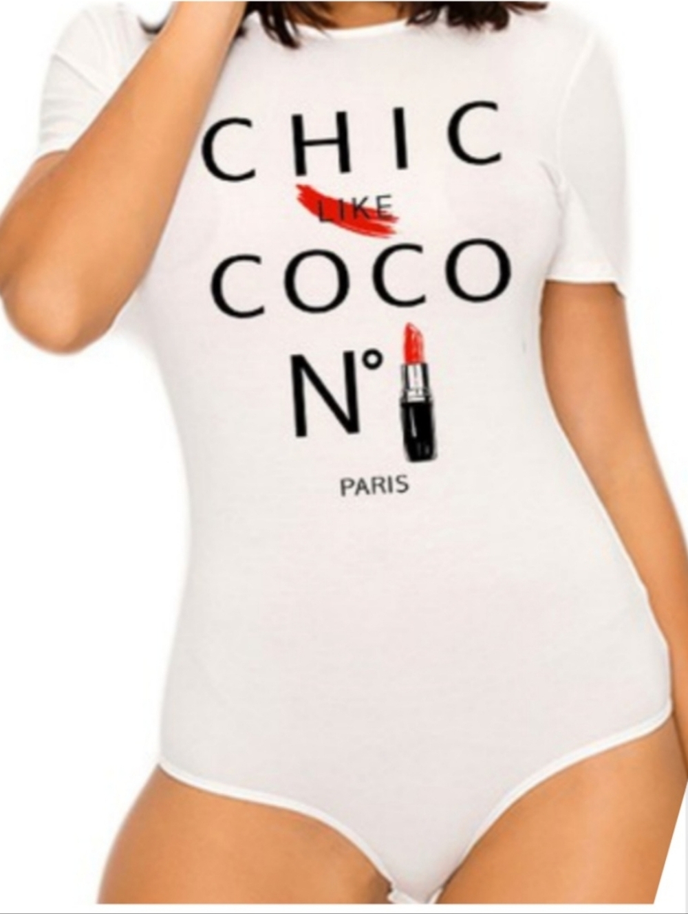 Chic Like Coco Paris Graphic White Bodysuit